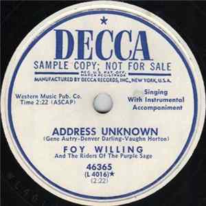 Foy Willing And The Riders Of The Purple Sage - Address Unknown / Detour FLAC