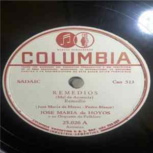 José María De Hoyos Y Su Orquesta De Folklore - Remedios / El Palito FLAC