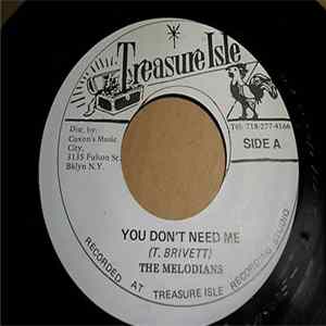 The Melodians With Tommy McCook And The Supersonics Band - I Will Get Along / You Don't Need Me FLAC
