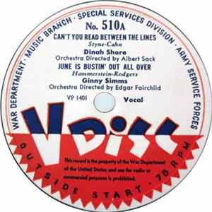 Dinah Shore / Ginny Simms / Marie Greene - Can't You Read Between The Lines / June Is Bustin' Out All Over / Velvet Moon FLAC
