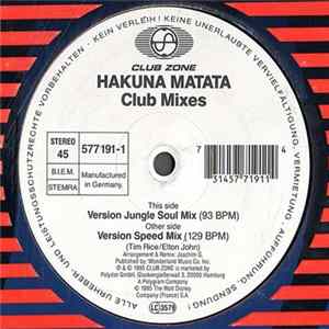 Tim Rice / Elton John - Hakuna Matata Club Mixes FLAC
