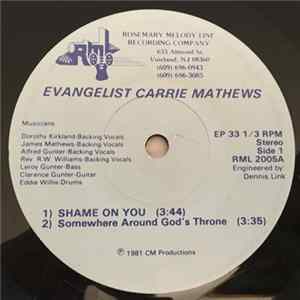 Evangelist Carrie Mathews - Shame On You FLAC